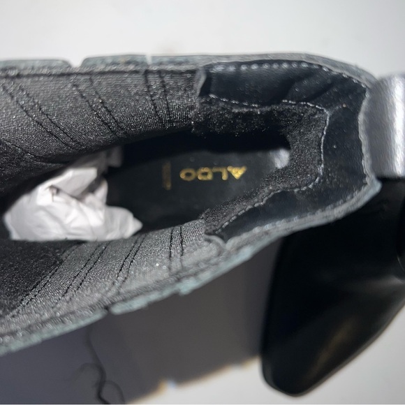 NWOB Aldo Black Square Toe Cowboy Booties - Picture 4 of 8